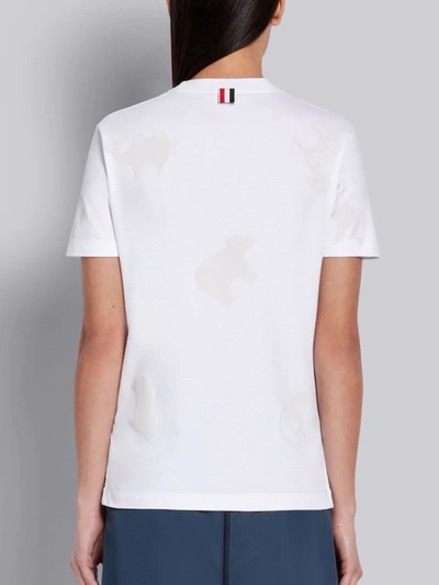 Shop Thom Browne White Cotton Jersey Multi-animal Icon Print Short Sleeve Tee