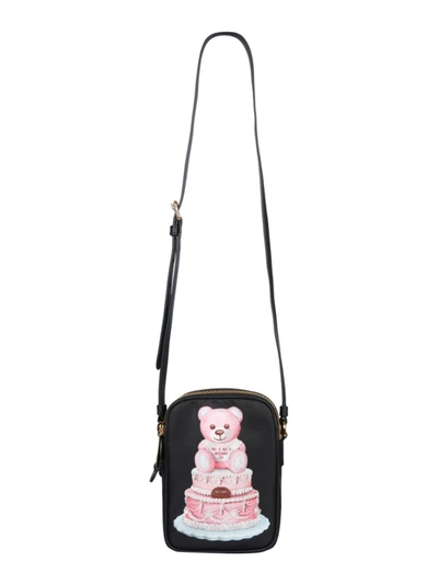 Shop Moschino Cake Teddy Bear Black Polyester Shoulder Bag