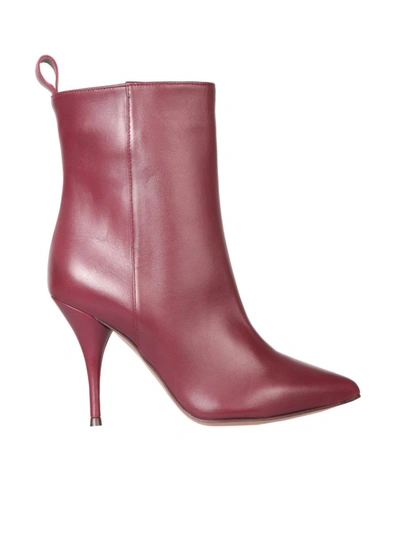 Shop L'autre Chose Burgundy Leather Ankle Boots
