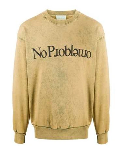 Shop Aries Sweatshirt 'no Problem' Acid Tye-die In Brown