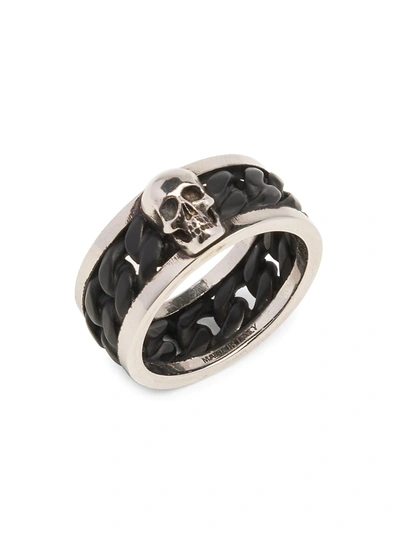 Shop Alexander Mcqueen Snake & Tag Ring In Black