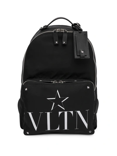 Shop Valentino Garavani Logo V-star Backpack In Black
