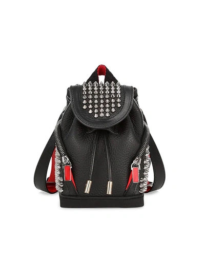 Shop Christian Louboutin Mini Explorafunk Studded Leather Crossbody Backpack In Black