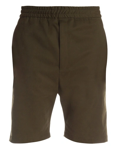 Shop Neil Barrett Men's Side Stripe Shorts In Military