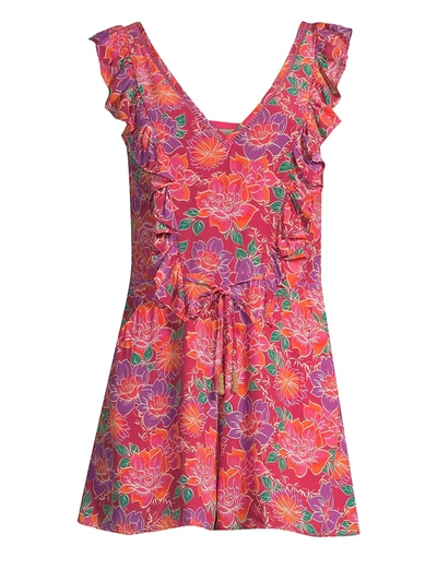 Shop Paloma Blue Women's Liza Floral Ruffled Romper In Ruby Lotus