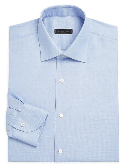 Shop Saks Fifth Avenue Collection Textured Hoodstooth Dress Shirt In Blue