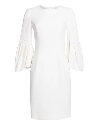 Shop Carolina Herrera Bell Sleeve Sheath Dress In Ivory