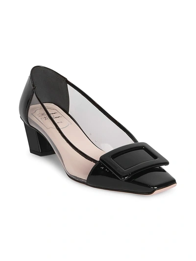 Shop Roger Vivier Women's Belle Vivier Pvc & Patent Leather Pumps In Black