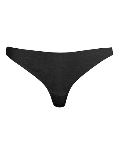 Shop Stella Mccartney Lace Trim Smooth Thong In Black