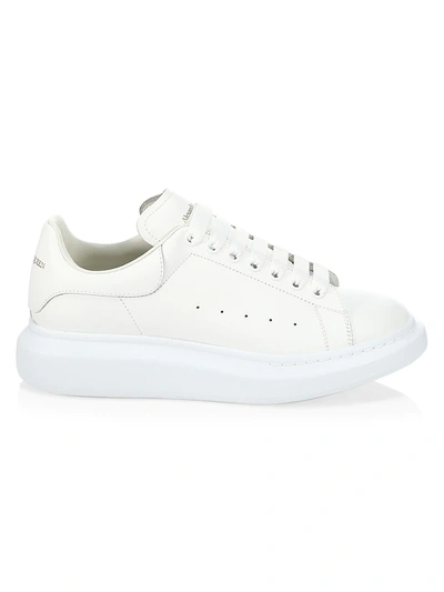 Shop Alexander Mcqueen Men's Oversized Leather Platform Sneakers In White