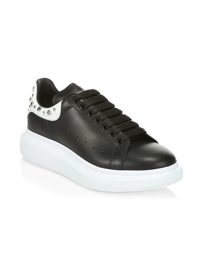 Shop Alexander Mcqueen Oversized Studded Leather Platform Sneakers In Black Bone
