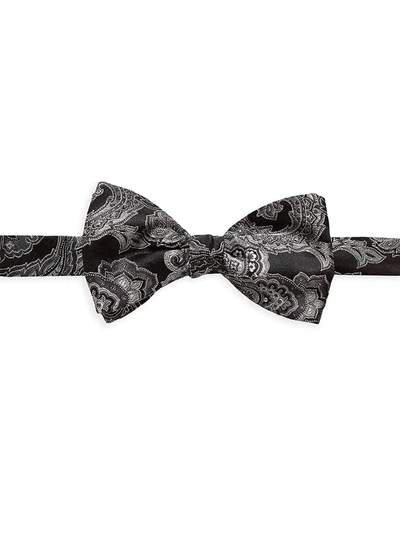 Shop Eton Men's Paisley Silk-blend Pre-tied Bow Tie In Black