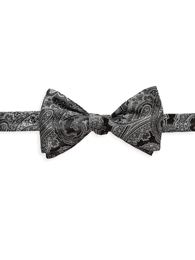 Shop Eton Men's Paisley Silk-blend Self-tie Bow Tie In Black