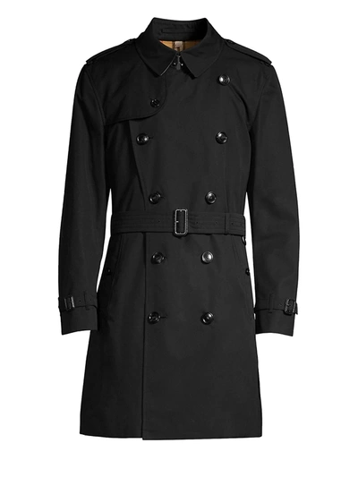 Shop Burberry Men's Kensington Heritage Trench Coat In Black