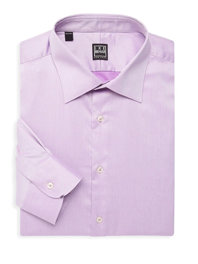 Shop Ike Behar William Cotton Dress Shirt In Purple