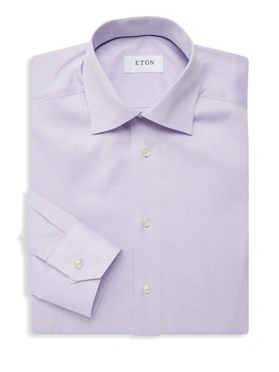 Shop Eton Men's Slim-fit Twill Dress Shirt In Lavendar