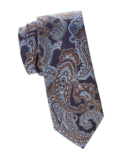 Shop Eton Men's Paisley Silk Tie In Navy