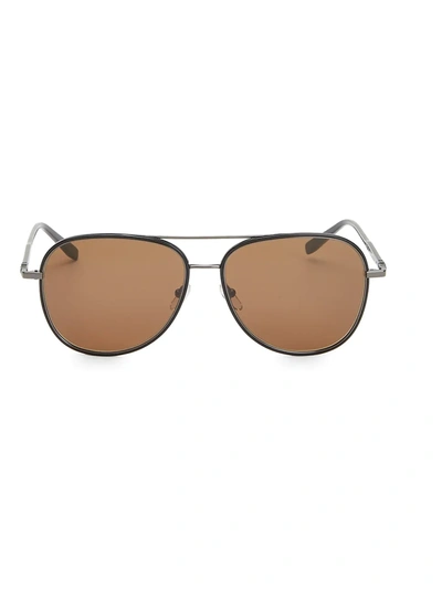 Shop Ferragamo Men's Classic 60mm Aviator Sunglasses In Black