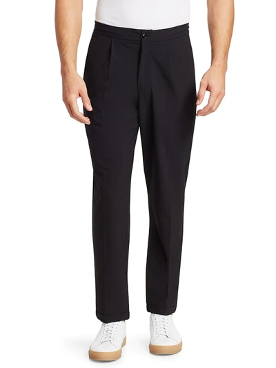 Shop Saks Fifth Avenue Slim-fit Seersucker Trousers In Black