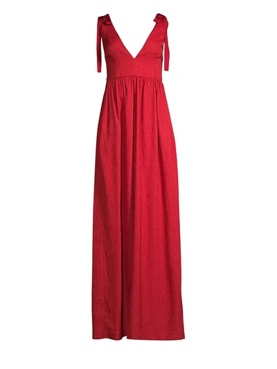 Shop Rebecca Vallance Women's Harlow Tie-shoulder A-line Gown In Red