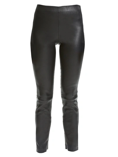 Shop Theory Bristol Leather Leggings In Black