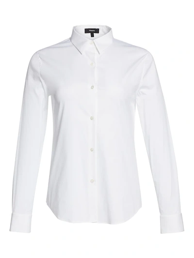 Shop Theory Women's Tenia Luxe Cotton Shirt In White