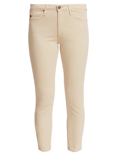 Shop Ag Prima Sateen Mid-rise Crop Cigarette Pants In Mineral Veil