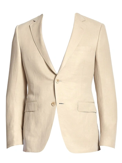 Shop Saks Fifth Avenue Men's Collection By Samuelsohn Classic-fit Linen & Silk Sportcoat In Tan