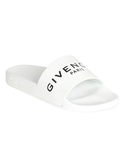 Shop Givenchy Men's Logo Pool Slides In White