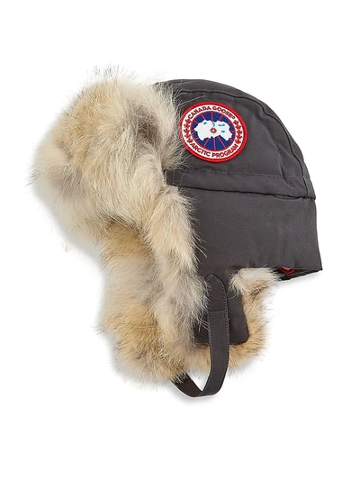 Shop Canada Goose Women's Fur-trim 1900 Aviator Hat In Graphite