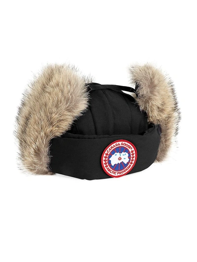 Shop Canada Goose Women's Fur-trim 1900 Aviator Hat In Black