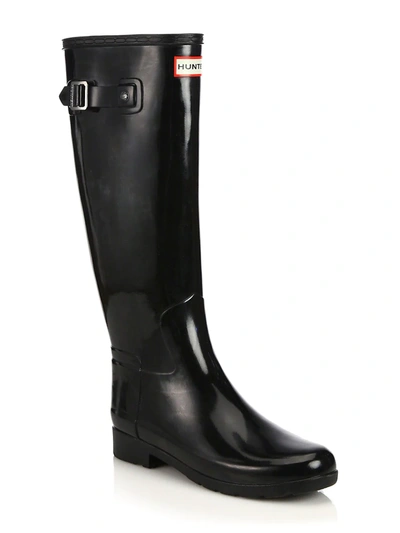 Shop Hunter Refined Tall Gloss Rain Boots In Black