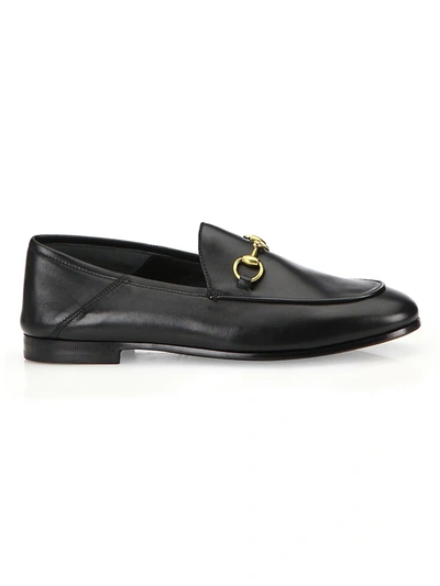 Shop Gucci Women's Brixton Leather Horsebit Loafers In Black