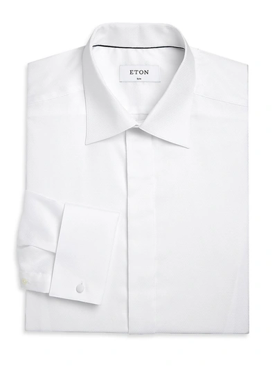 Shop Eton Men's Slim-fit Diamond Weave Formal Dress Shirt In White