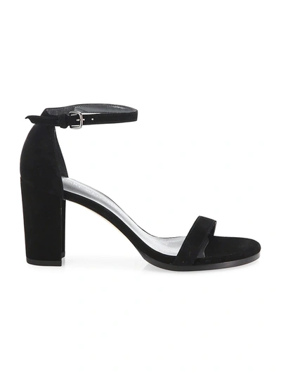 Shop Stuart Weitzman Women's Nearlynude Block-heel Suede Sandals In Black