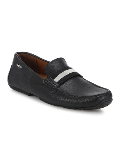 Shop Bally Men's Pearce Pebbled Leather Driving Loafers In Black