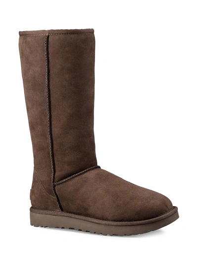Shop Ugg Classic Tall Ii Shearling-lined Suede Boots In Chocolate
