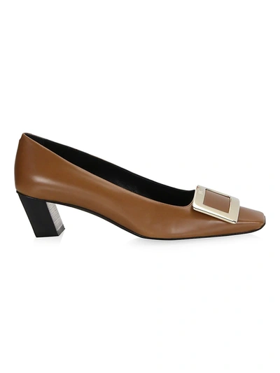 Shop Roger Vivier Women's Belle Vivier Leather Pumps In Brown