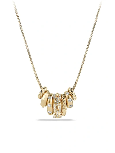 Shop David Yurman Women's Stax Rondelle Pendant Necklace With Diamonds In 18k Yellow Gold