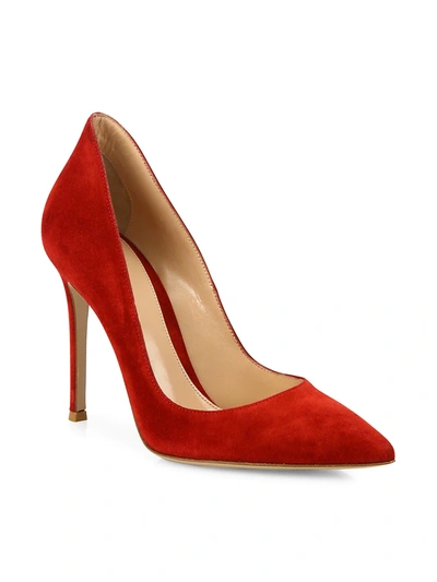 Shop Gianvito Rossi Women's Ellipsis High-back Suede Pumps In Red