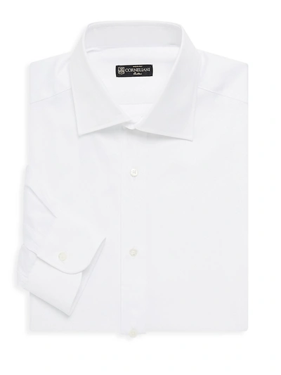 Shop Corneliani Men's Cotton Classic-fit Long-sleeve Dress Shirt In White