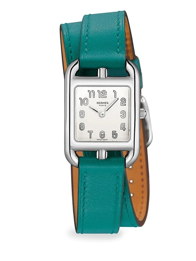 Shop Hermes Women's Cape Cod 31mm Stainless Steel & Leather Strap Watch In Green