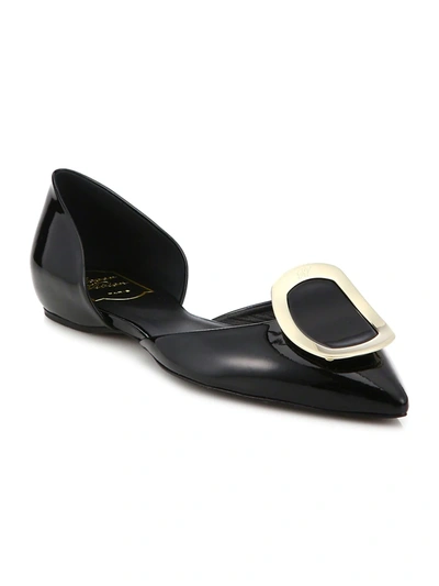 Shop Roger Vivier Women's Sexy Choc Patent Leather D'orsay Flats In Black