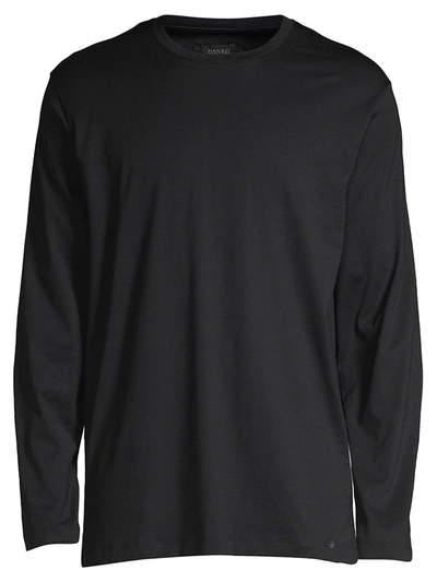 Hanro Night And Day Solid Long Sleeve Tee In Black