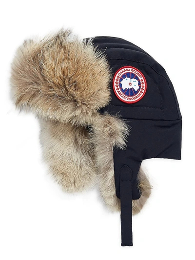 Shop Canada Goose Fur Lined Hat In Navy