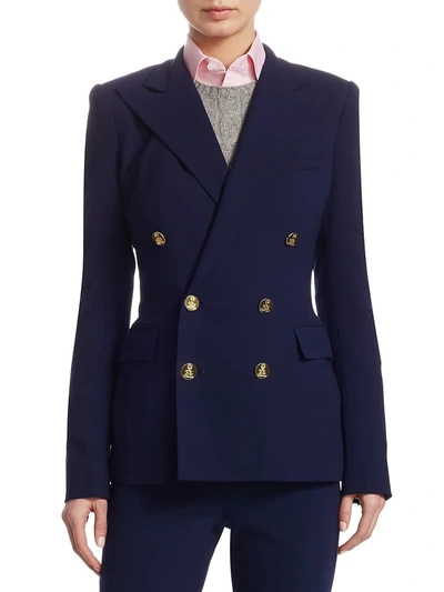 Iconic Style Camden Double-breasted Wool Jacket In Navy