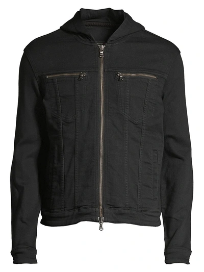 Shop John Varvatos Men's Hooded Jean Jacket In Black