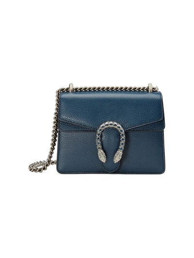 Shop Gucci Women's Dionysus Leather Mini Bag In Blue