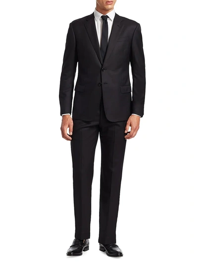 Shop Giorgio Armani Men's Soft Basic Wool-blend Two-button Slim-fit Suit In Black