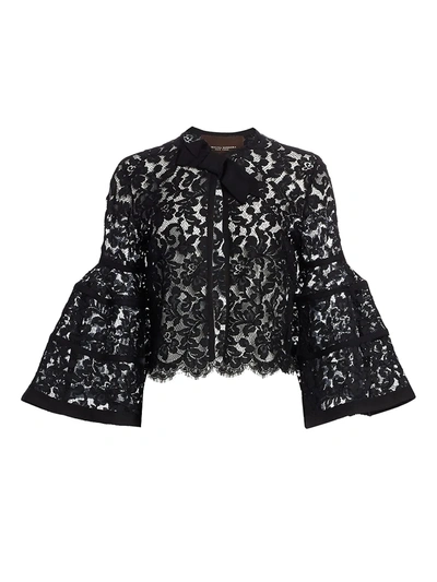 Shop Carolina Herrera Icon Bell Sleeve Lace Bolero In Black